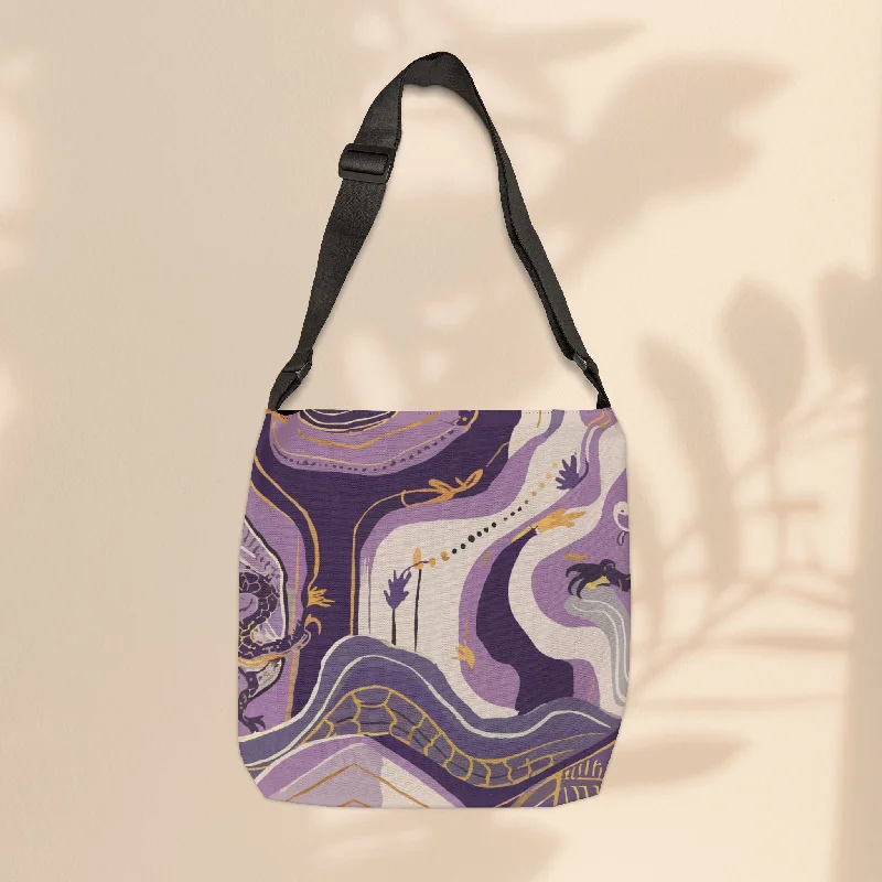 women's tote bag with fabric lining -Adjustable Tote Bag  - Lavendar Legends