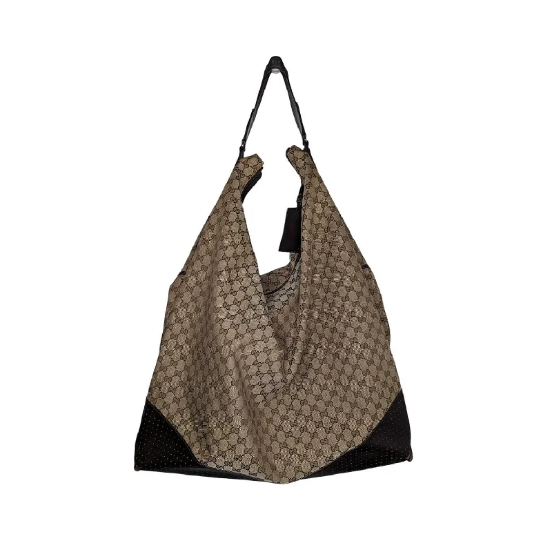 women's dumpling bag with fold-over design -Gucci Brown GG Monogram Canvas Garment Hobo