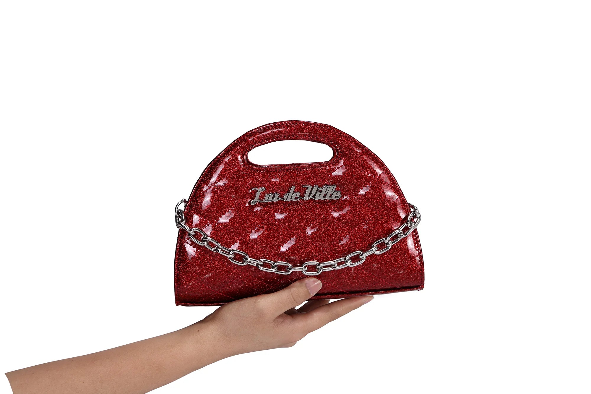 women's tote bag with modern design -Red Rum Sparkle Half Moon Tiny Tote