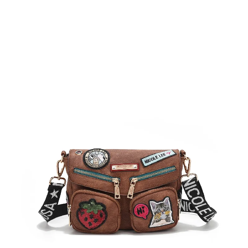 Ladies Crossbody Bag Work Leather -MULTI PATCH FLAP CROSSBODY