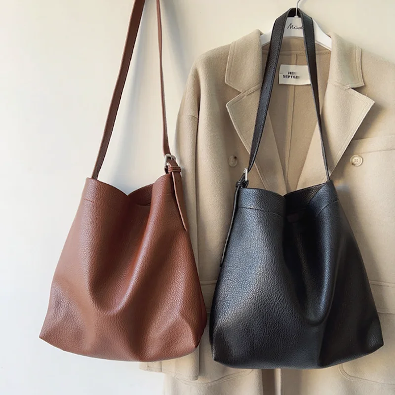 women's bucket bag with subtle tones -Elena Handbags Retro Bucket Leather Bag