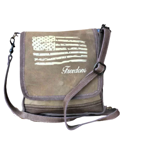 Freedom Flag Sustainable Canvas Minimalist Crossbody Purse Messenger Bag