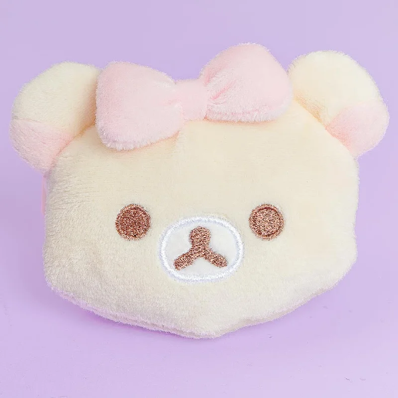 women's wallet with practical fold-over closure -Korilakkuma Fluffy Ribbon Coin Purse