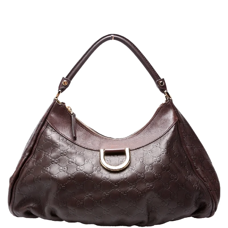 women's dumpling bag with comfortable strap -Guccissima D Ring Hobo Brown