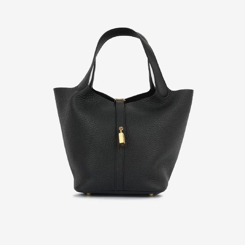 women's handbag with clean minimalistic exterior -Hermès Hermès - Picotin 22 - Noir Clemence GHW - Brand New - 2024