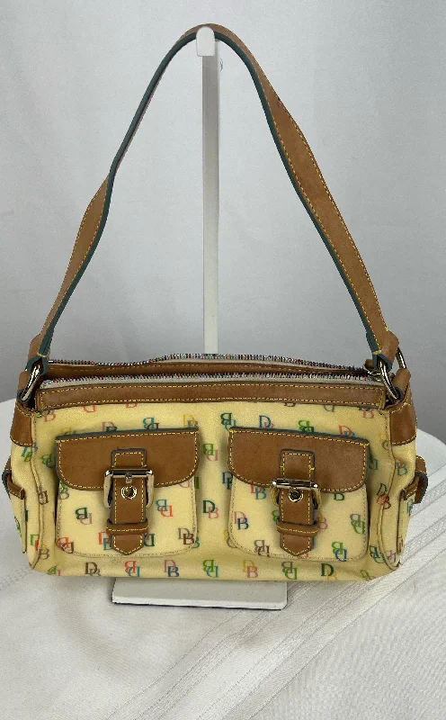 women's dumpling bag with luxurious feel -Dooney & Bourke Multicolor Monogram Hobo Heart Leather Dual Pocket Handbag H402C