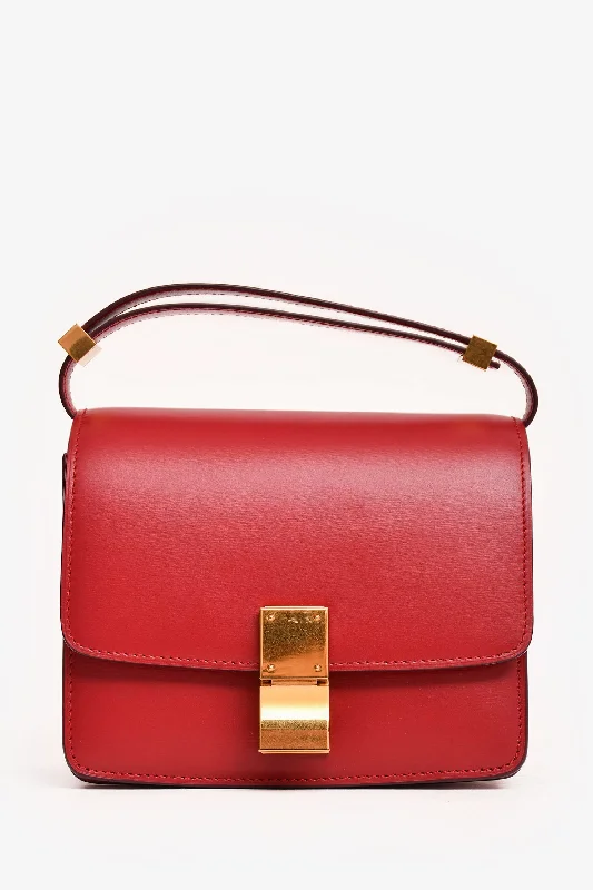 women's handbag with luxury leather lining -Celine 2016 Red Leather Nano Classic Box Bag