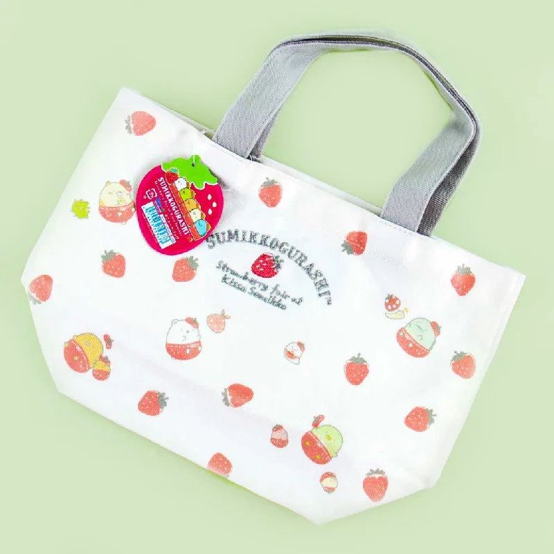 women's tote bag with gold chain strap -Sumikko Gurashi Strawberry Delight Tote Bag