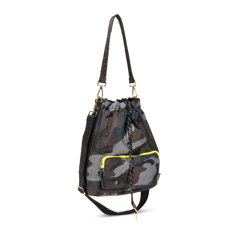 women's bucket bag with magnetic closure -The Bucket - Solar Camo