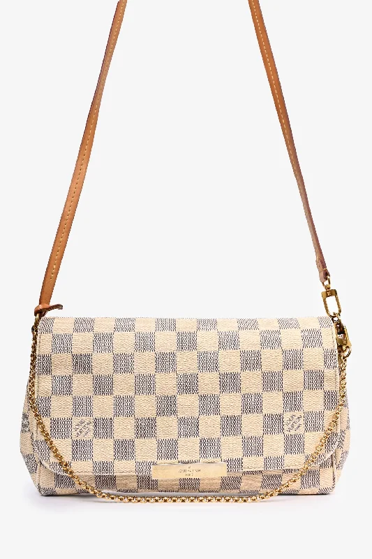 women's handbag with simple, elegant design -Louis Vuitton 2016 Damier Azur Favourite MM Bag with Strap (As Is)