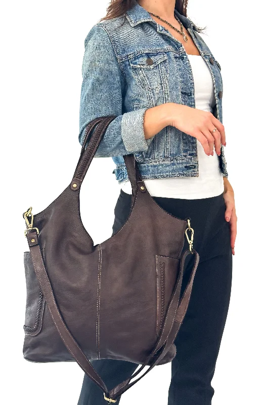 women's tote bag for chic business trips -Julia Slouchy Tote in Chocolate