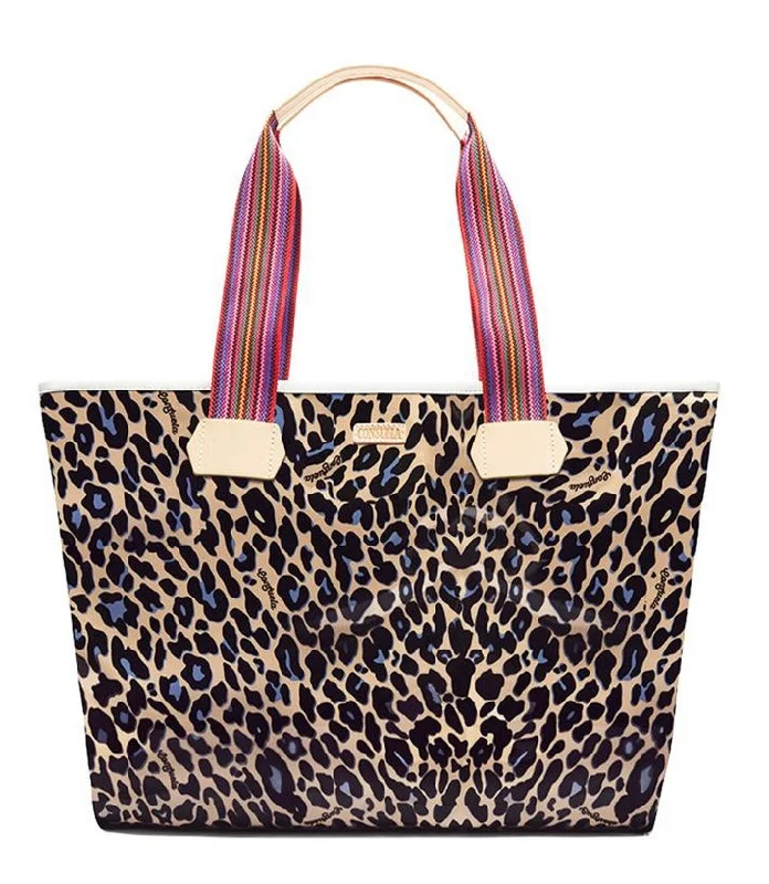 women's tote bag with top handles -Consuela Blue Jag Zipper Tote 6246