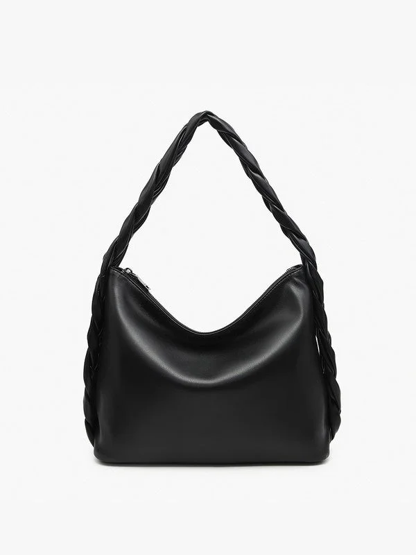 women's dumpling bag with stylish design -Delilah Knotted Hobo Bag - Black