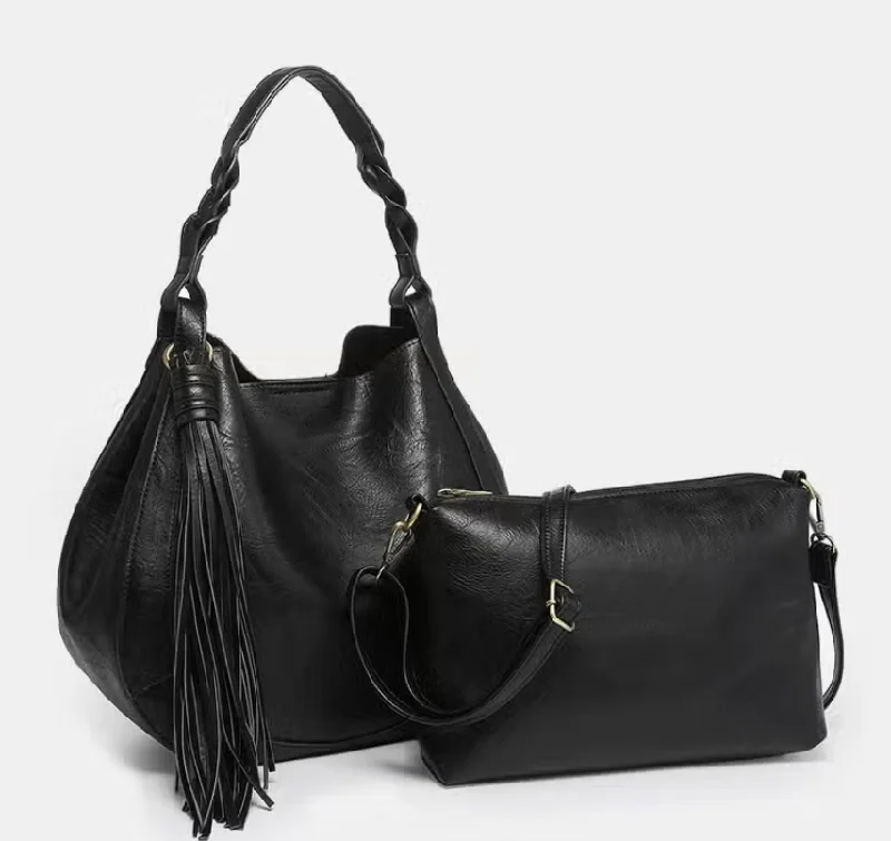 women's dumpling bag with zippered closure -Eloise Large Tassel Hobo Purse