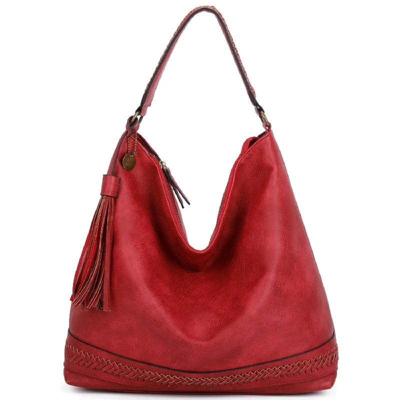 women's dumpling bag with eye-catching charm -The Aida Hobo - Burgundy