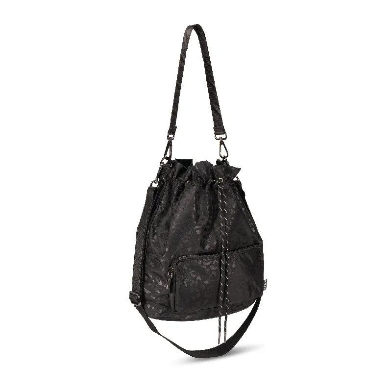 women's bucket bag with leather lining -The Bucket - Black Leopard