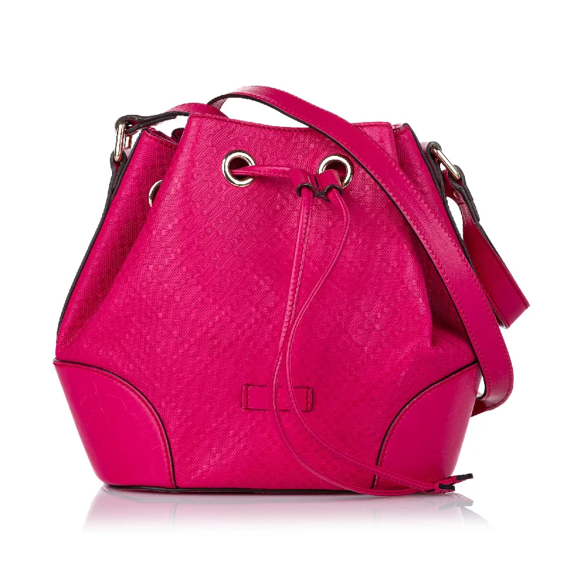 women's bucket bag small -Gucci Diamante Bright Leather Bucket Bag