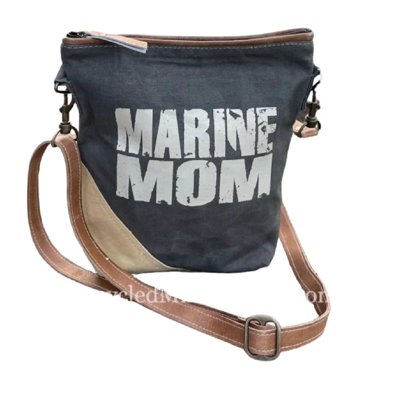 Marine Mom Sustainable Canvas Crossbody Purse Bag Great Gift for Mom!