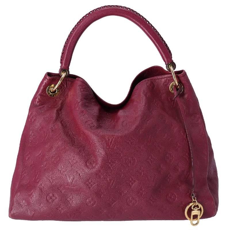 women's dumpling bag with gold hardware -Louis Vuitton Artsy MM Monogram Empreinte Hobo Tote Aurore Dark Pink Leather