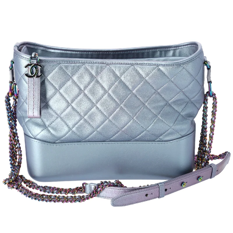 women's dumpling bag for fashion-forward women -Chanel Medium Gabrielle Hobo Light Purple Blue Iridescent Quilted Calfskin