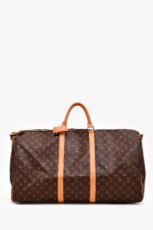 women's handbag with interior slip pockets -Louis Vuitton 2001 Monogram Keepall 60 With Strap