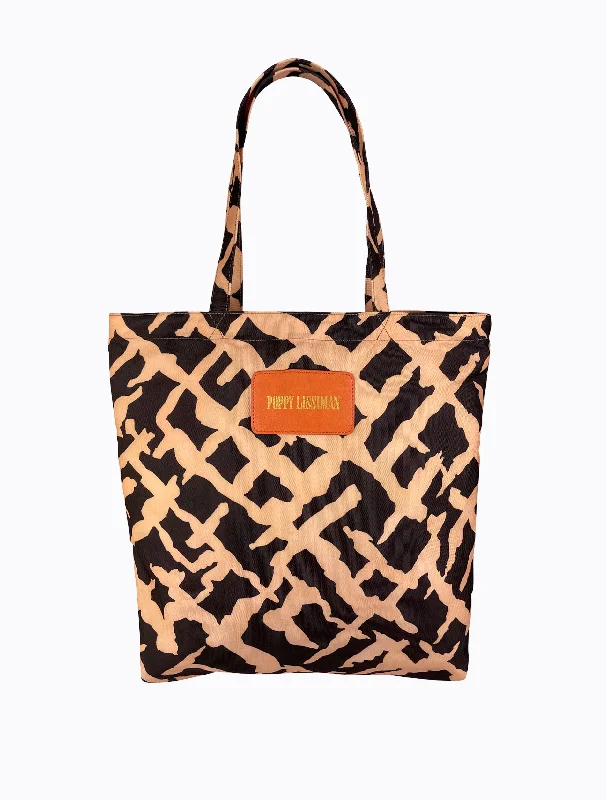 women's tote bag with unique handles -Baesique Tote - Cross Hatch Print