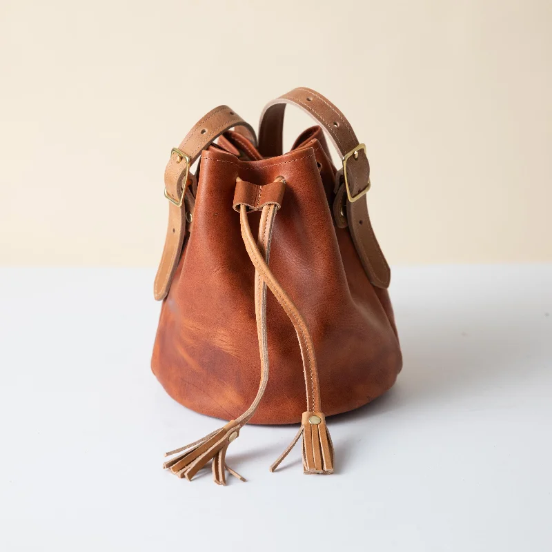 women's bucket bag with geometric design -English Tan/Natural  Dublin Bucket Bag