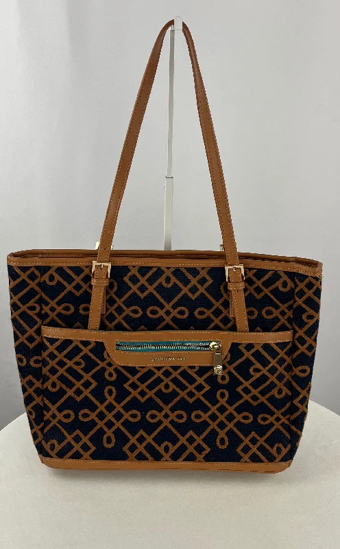 women's tote bag with bright, eye-catching colors -Spartina 449 Women's Mareena Avery Navy Tan Tote Bag NWOT