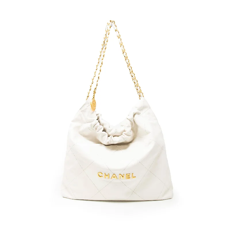 women's dumpling bag for parties -Chanel White 22 Hobo