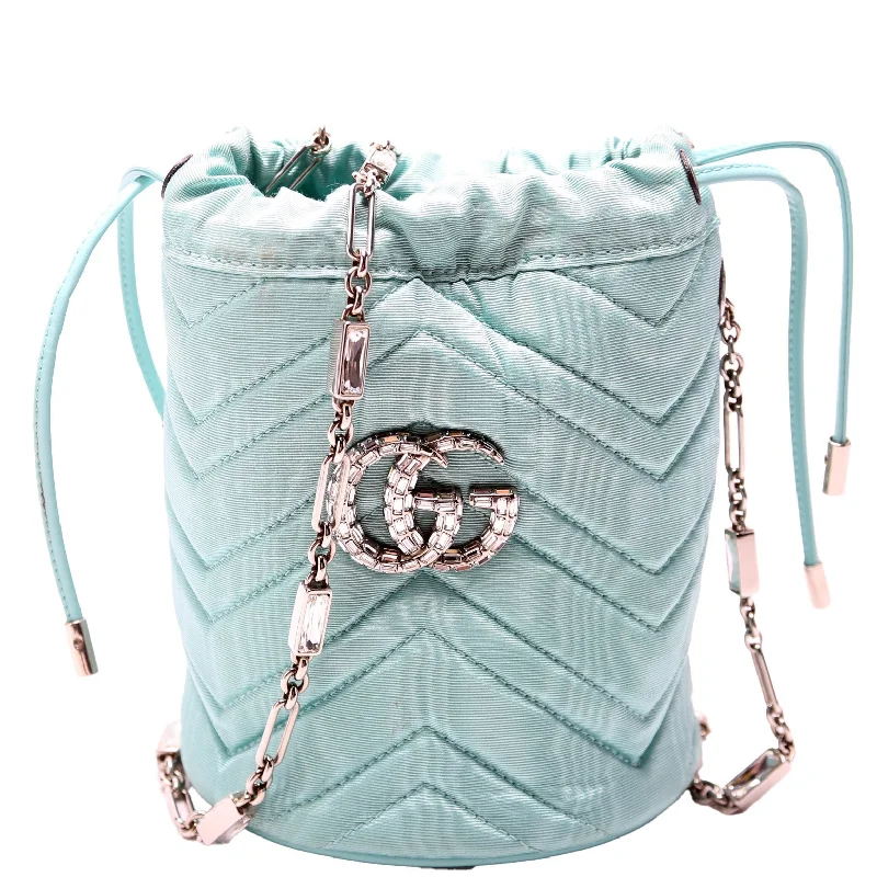 women's bucket bag with easy-to-carry design -Crystal GG Marmont . Mini Bucket Moire Bucket