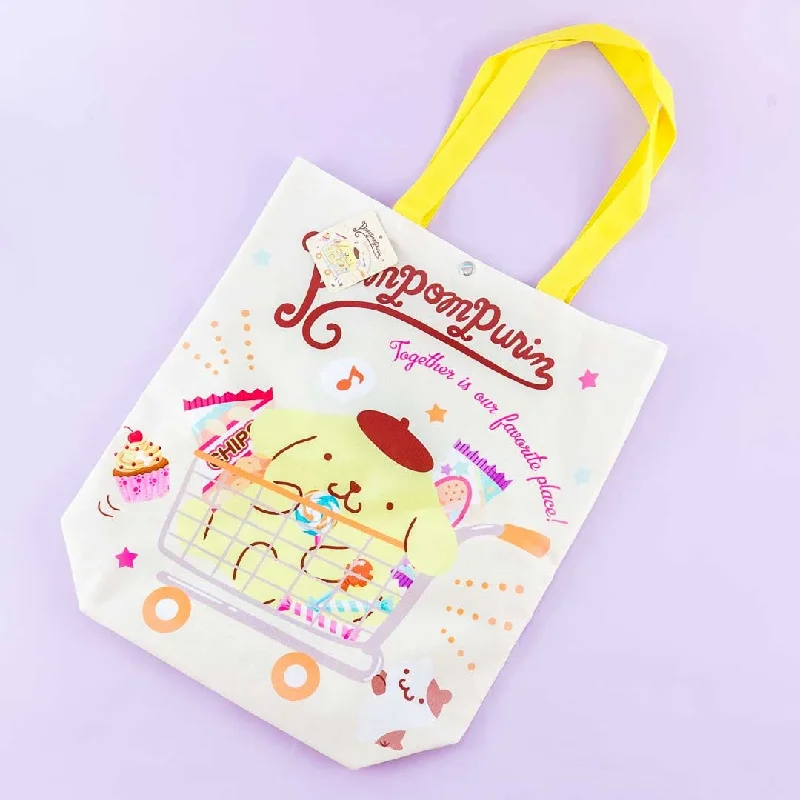 women's tote bag with leather straps -Pompompurin Candy Cart Tote Bag