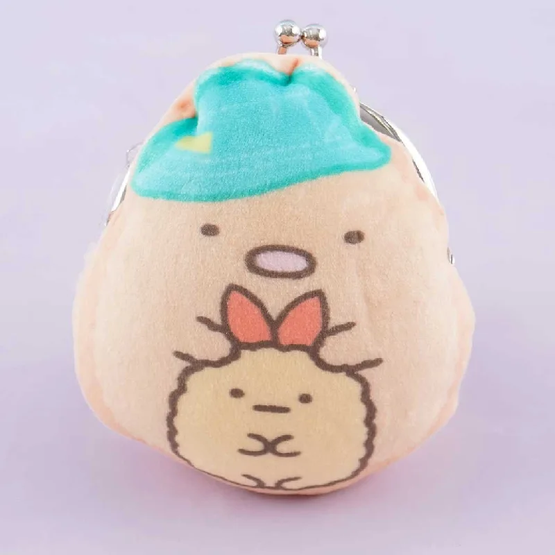 women's wallet with expandable design -Sumikko Gurashi Mini Clasp Coin Purse - Tonkatsu & Ebifurai no Shippo