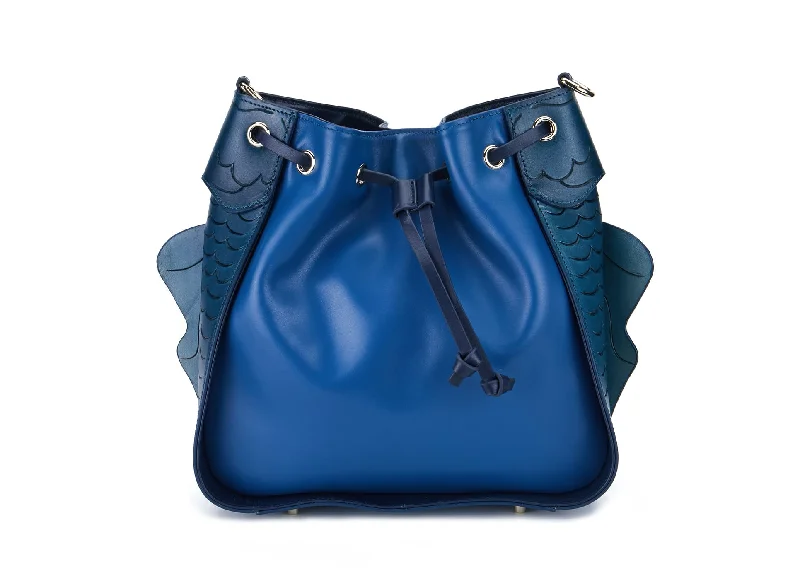 women's bucket bag with magnetic closure -Carp Blue Bucket