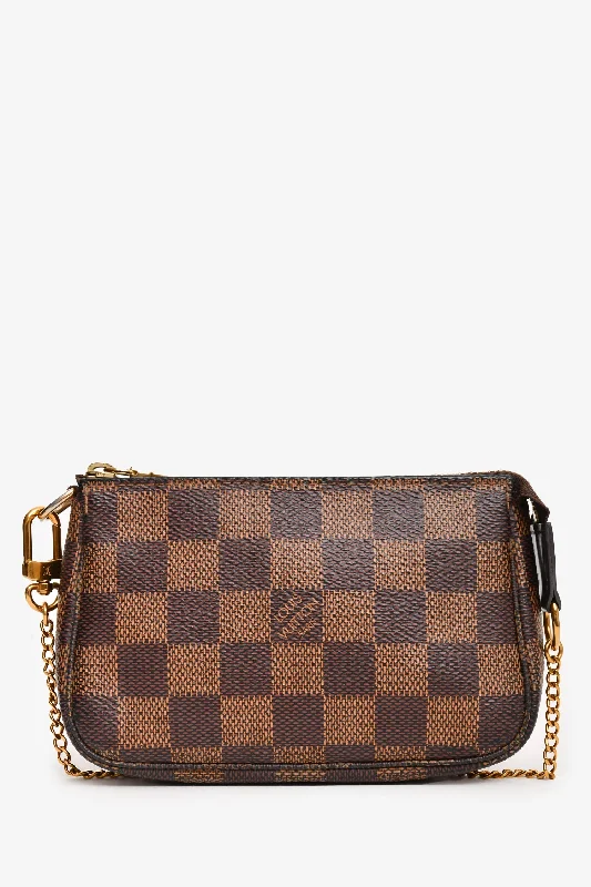 women's handbag with round handle design -Louis Vuitton 2019 Damier Ebene Mini Chain Pochette