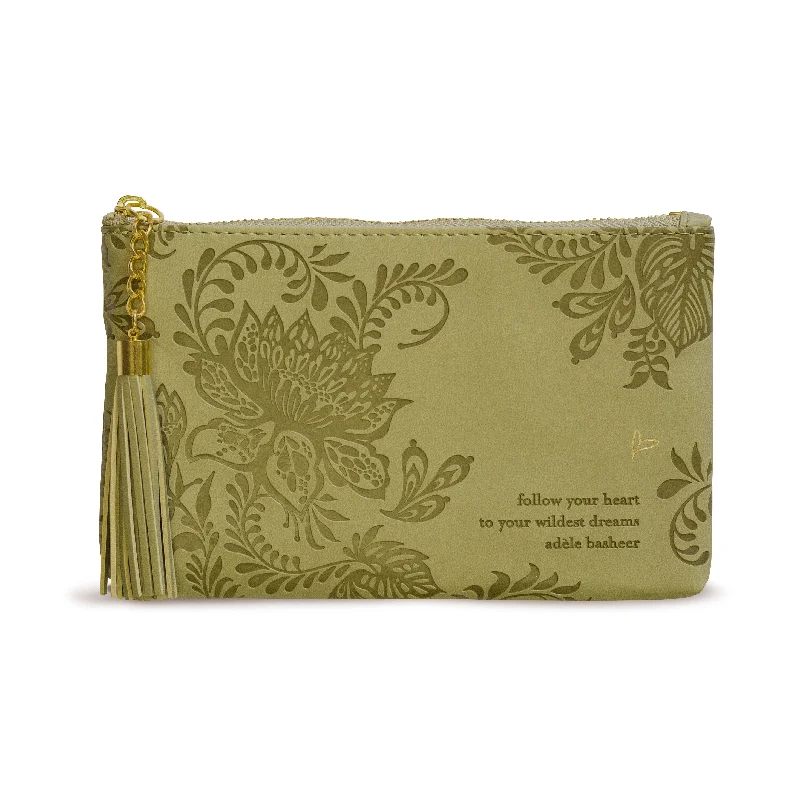 women's wallet with custom engraving -Wildest Dreams Essentials Purse - Olivine Green