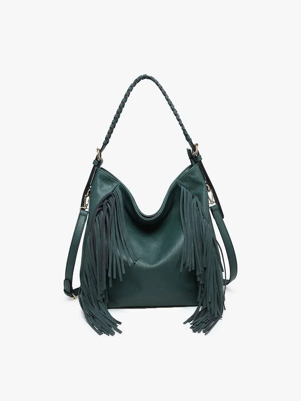 women's dumpling bag with chic metal accents -Sav Distressed Hobo - Peacock (FINAL SALE)