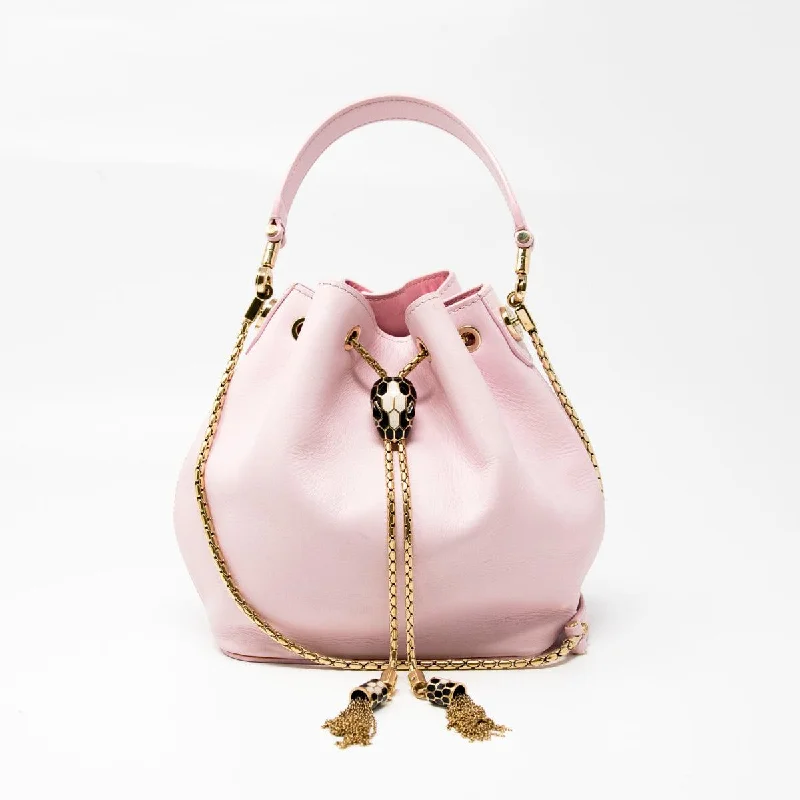 women's bucket bag with minimalist hardware -Bvlgari Pink Serpenti Forever Bucket Bag