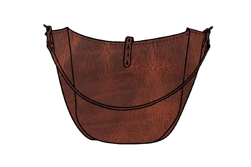 women's dumpling bag with rounded shape -CELESTE LEATHER HOBO BAG - LARGE - WHISKY BISON