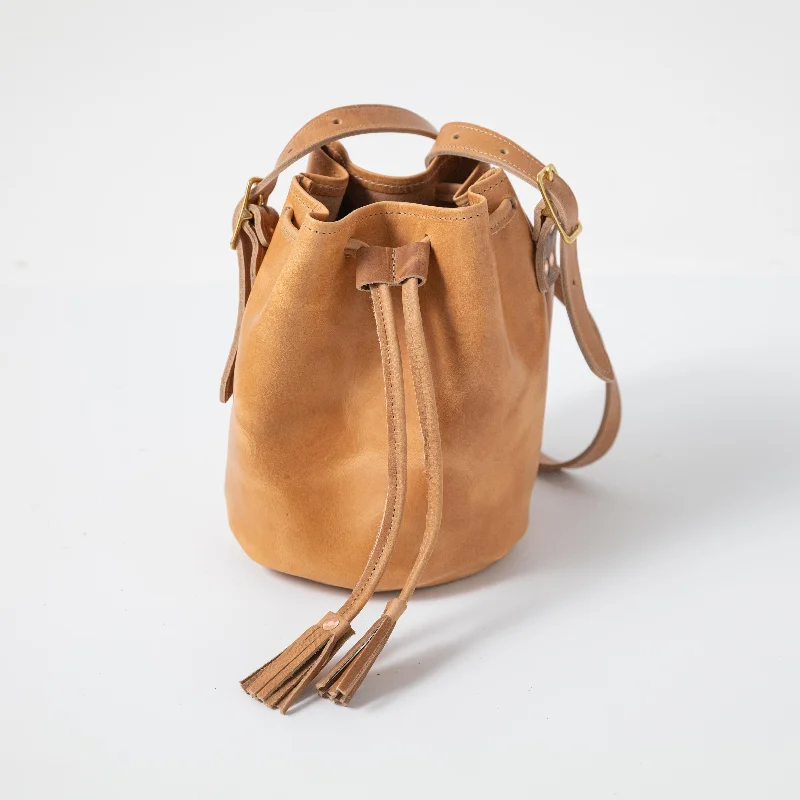 women's bucket bag leather -Natural Derby Bucket Bag