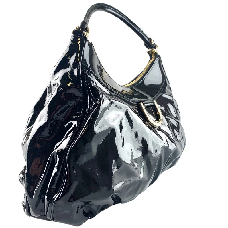 women's dumpling bag with extra-large size -Gucci Black Patent D Ring Hobo