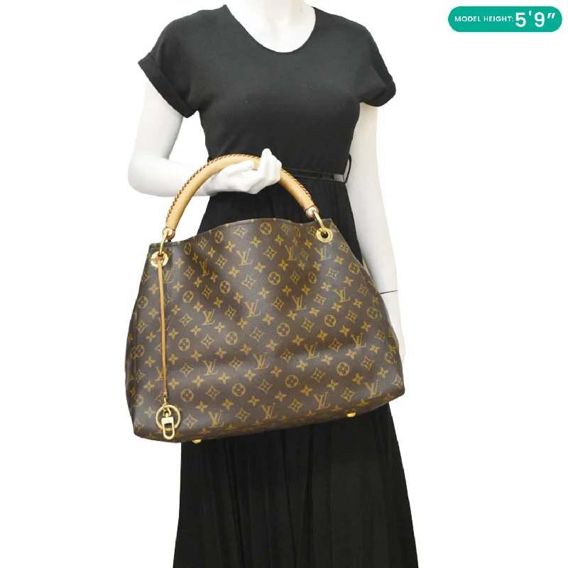 women's dumpling bag with minimal hardware -LOUIS VUITTON  Artsy MM Monogram Canvas Hobo Bag Brown