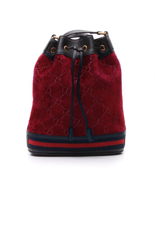 women's bucket bag with customized design -GG Velvet Bucket Bag