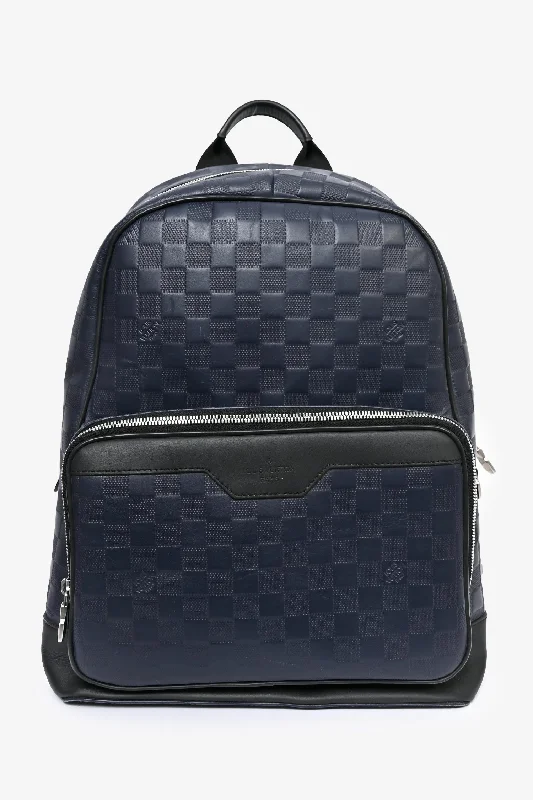 women's handbag with statement zipper -Louis Vuitton 2019 Blue Leather Damier Campus Backpack