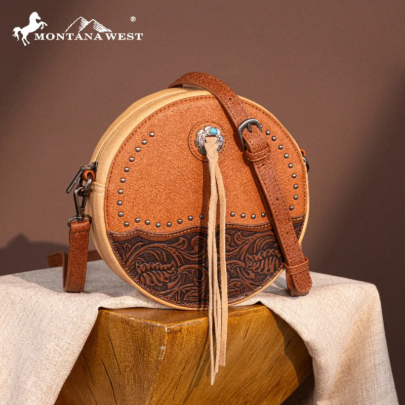 Ladies Crossbody Bag Soft Patterns -MW1314-118 Montana West Tooled Collection Circle Bag/Crossbody