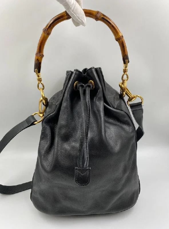 women's bucket bag with casual charm -Gucci Black Bucket Bag with Bamboo Handles