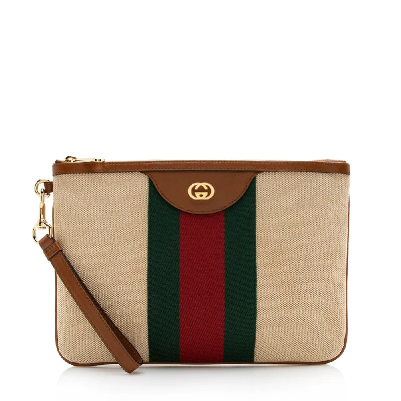 Gucci Canvas Vintage Web Wristlet