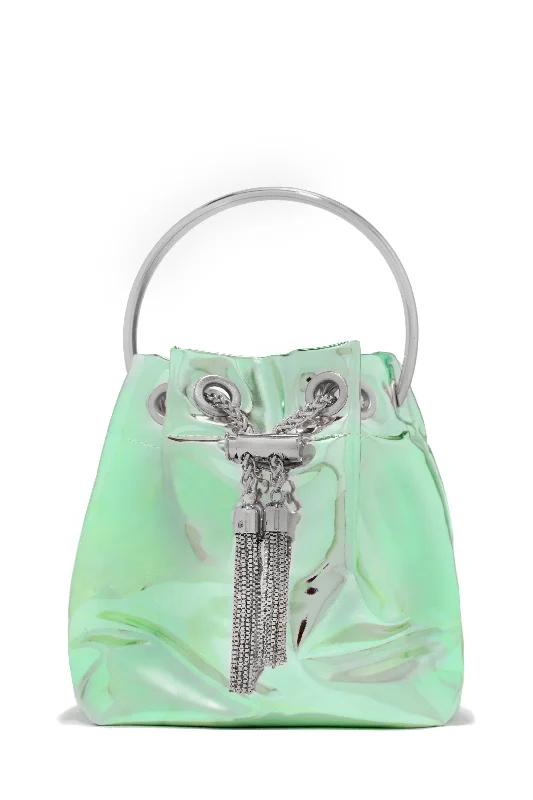 women's bucket bag with soft sides -Jilian Metallic Bucket Bag - Green