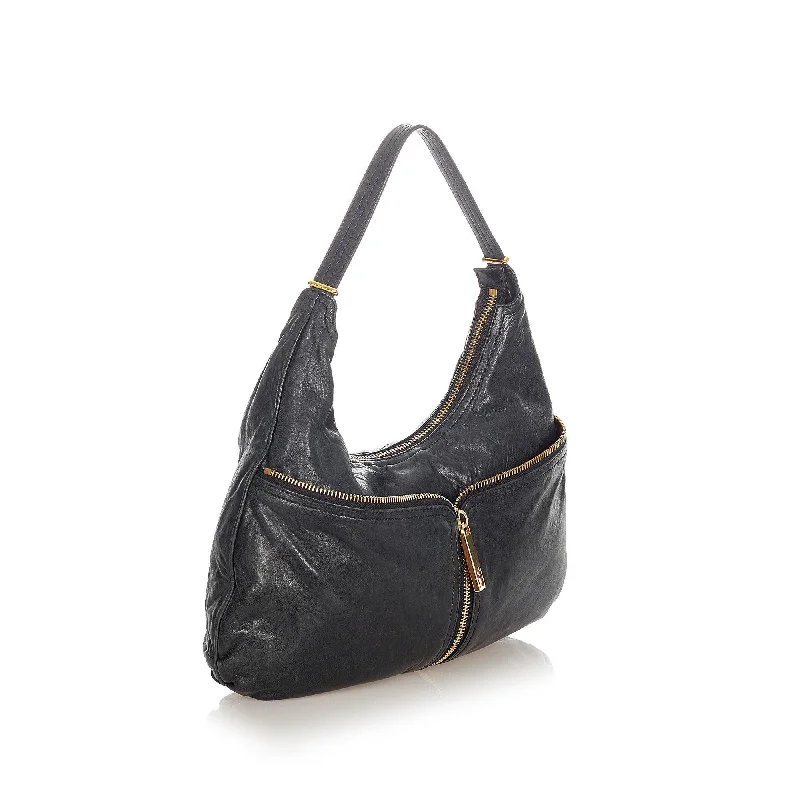 women's dumpling bag with structured frame -Fendi Leather Hobo Bag (SHG-22207)