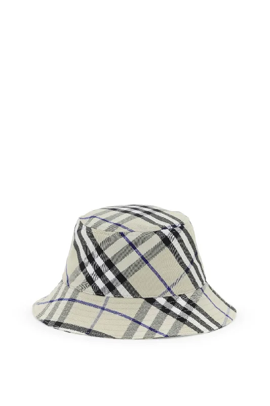 women's bucket bag with classic silhouette -Burberry Ered Cotton Blend Bucket Hat With Nine Words Women