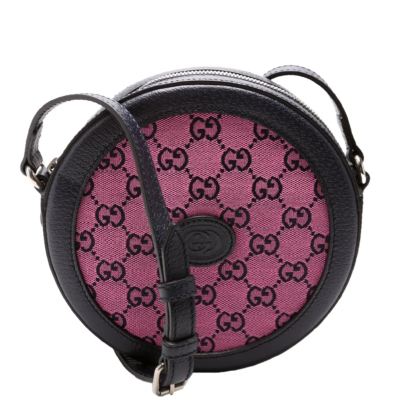 GG Multicolor Canvas Interlocking G Round Bag Pink